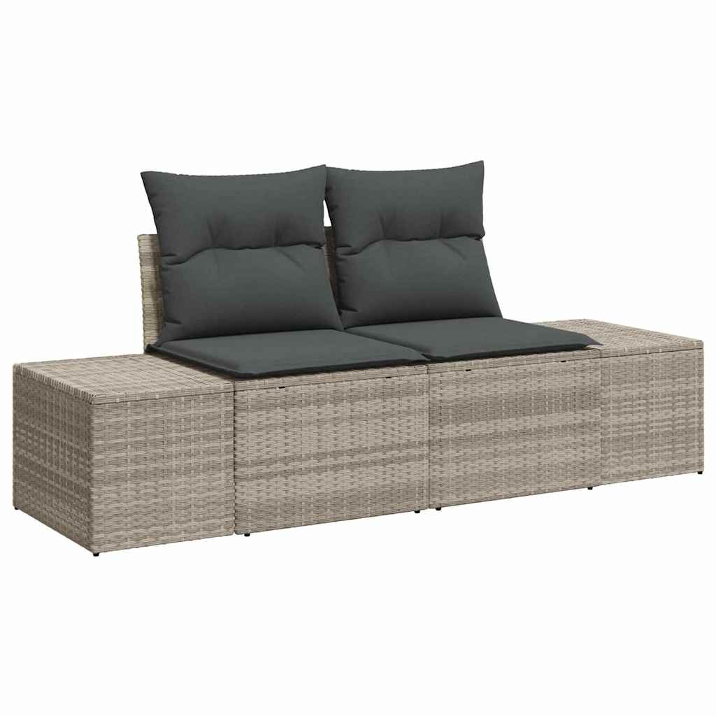 Set Divano da Giardino 3 pcs Grigio chiaro Poly Rattan