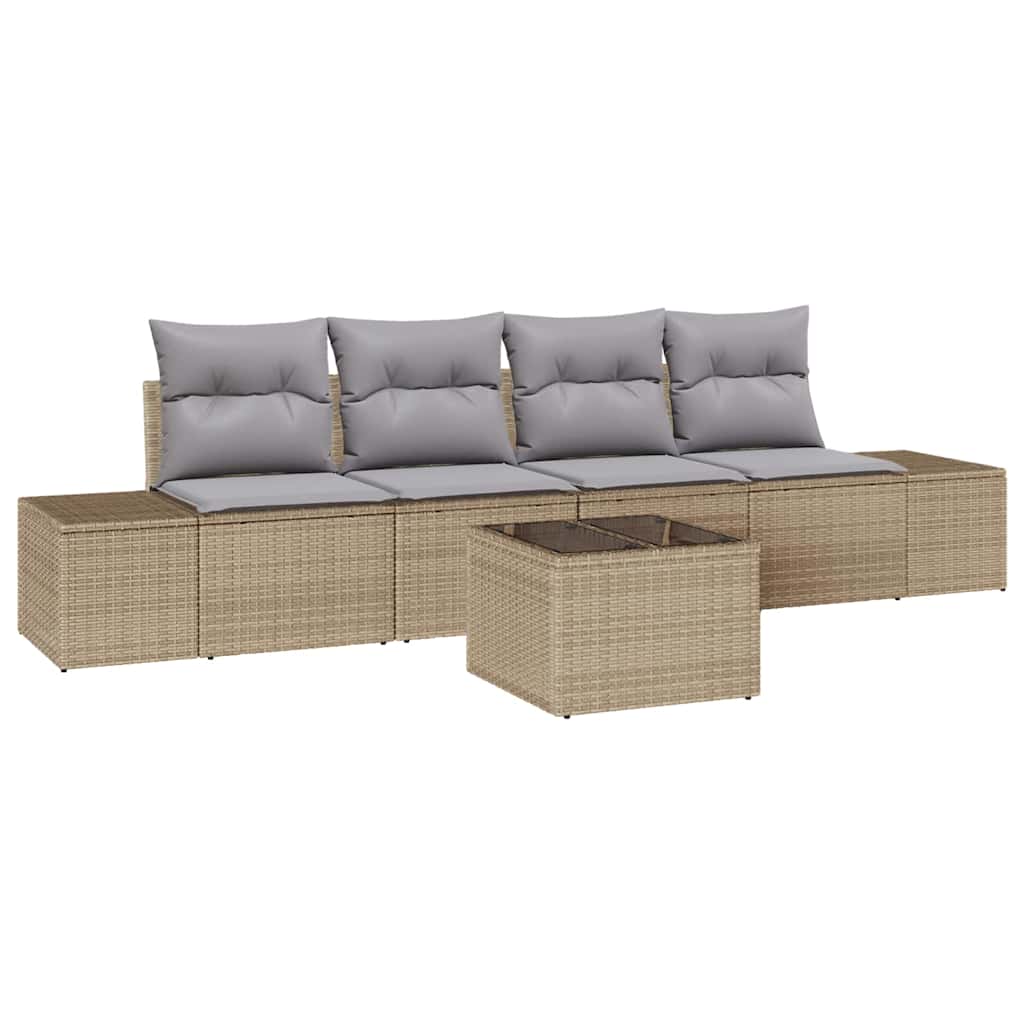 Set Divano da Giardino con cuscino 5 pcs Beige e Grigio Chiaro