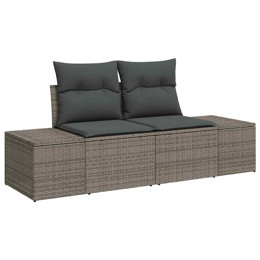 Set Divano da Giardino 8 pcs Grigio Poly Rattan
