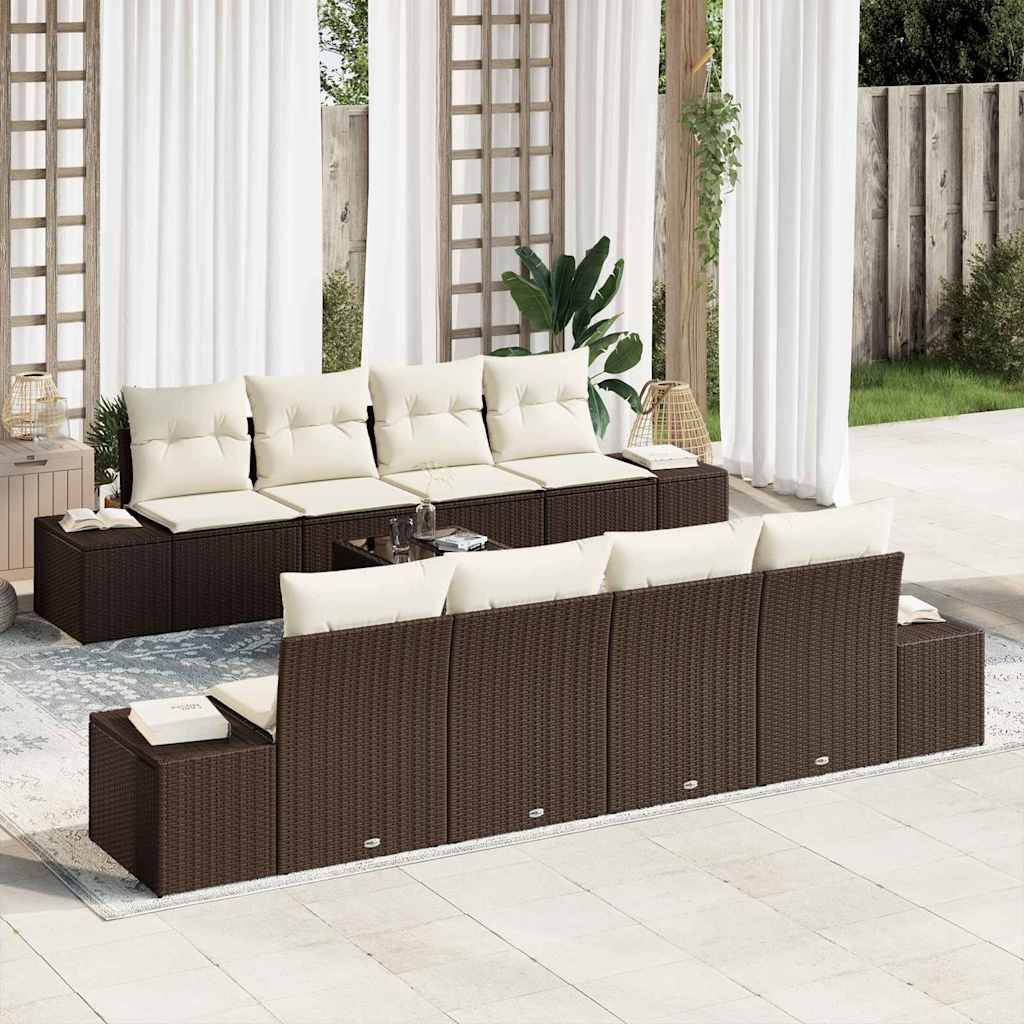 Set Divano da Giardino 7 pcs Marrone e crema 55 x 55 x 37 cm