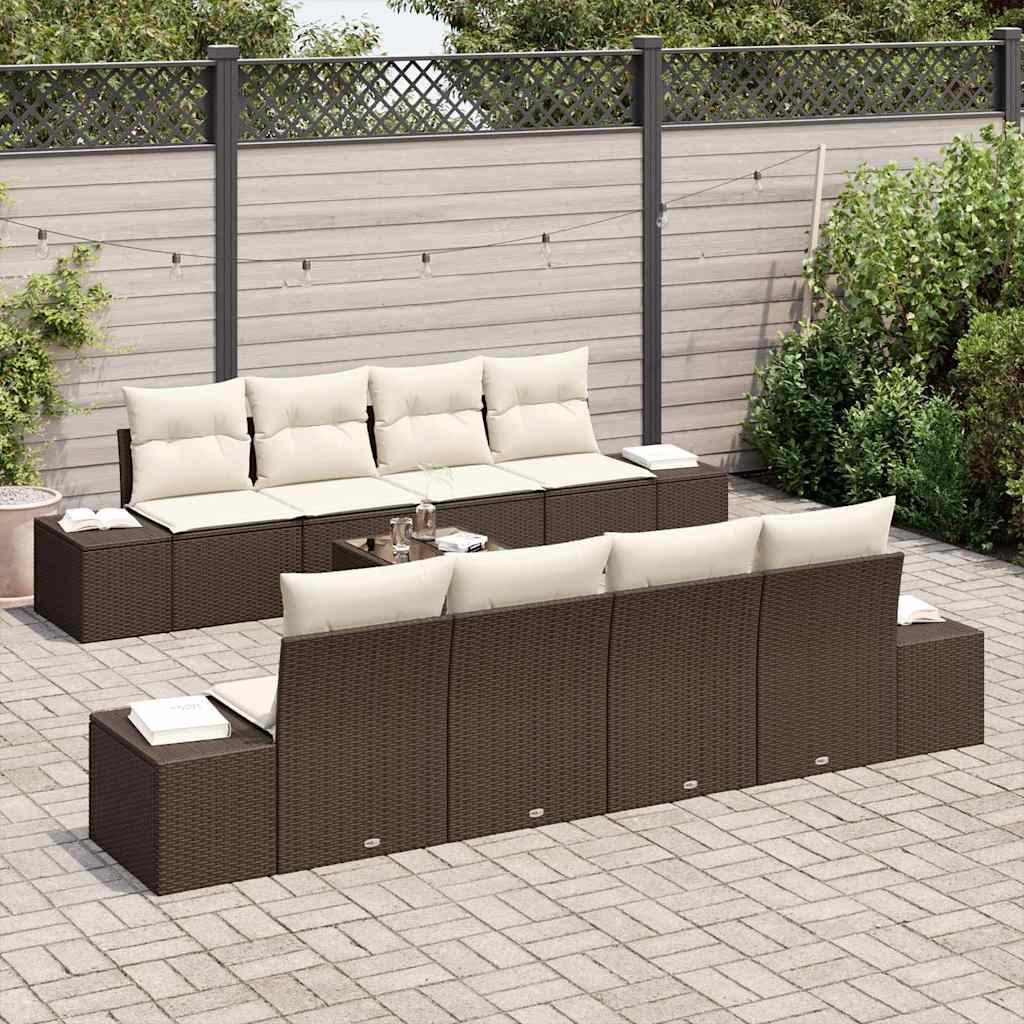 Set Divano da Giardino 7 pcs Marrone e crema 55 x 55 x 37 cm