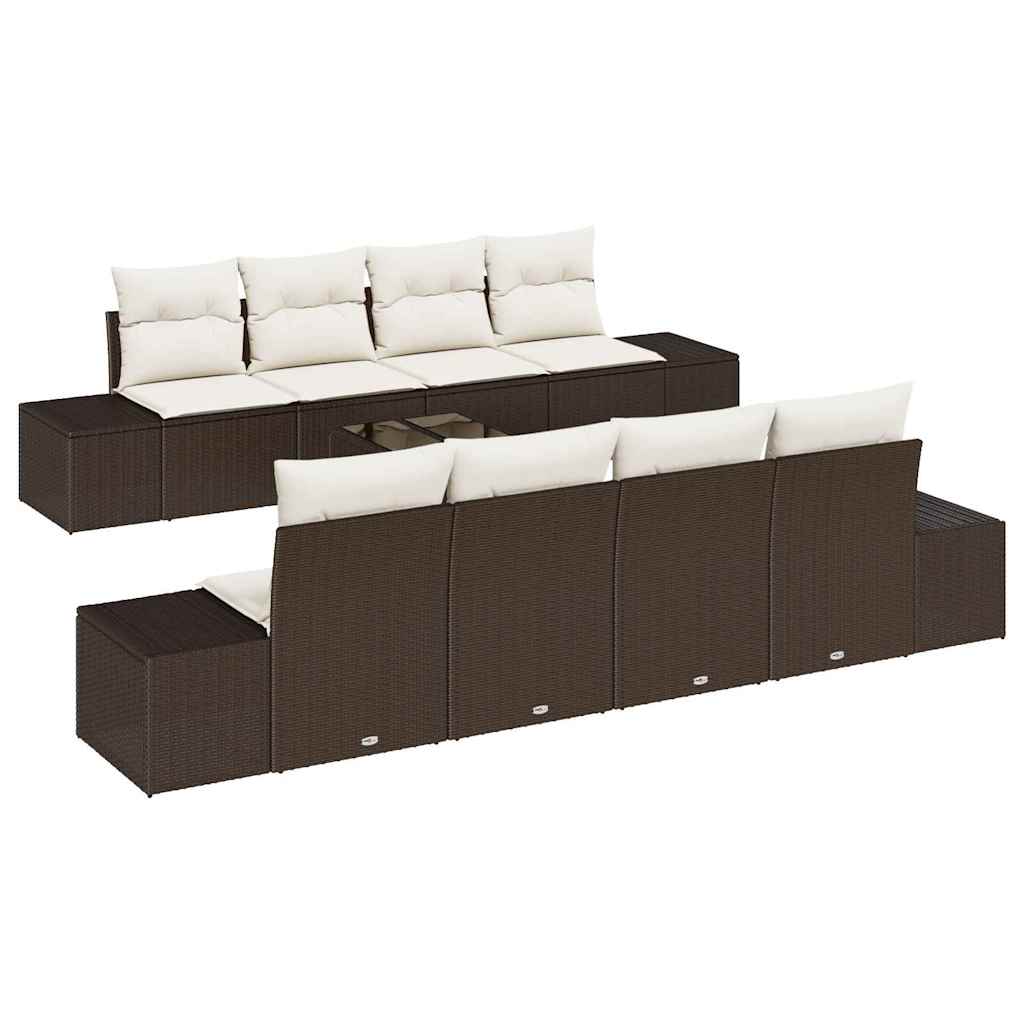 Set Divano da Giardino 7 pcs Marrone e crema 55 x 55 x 37 cm