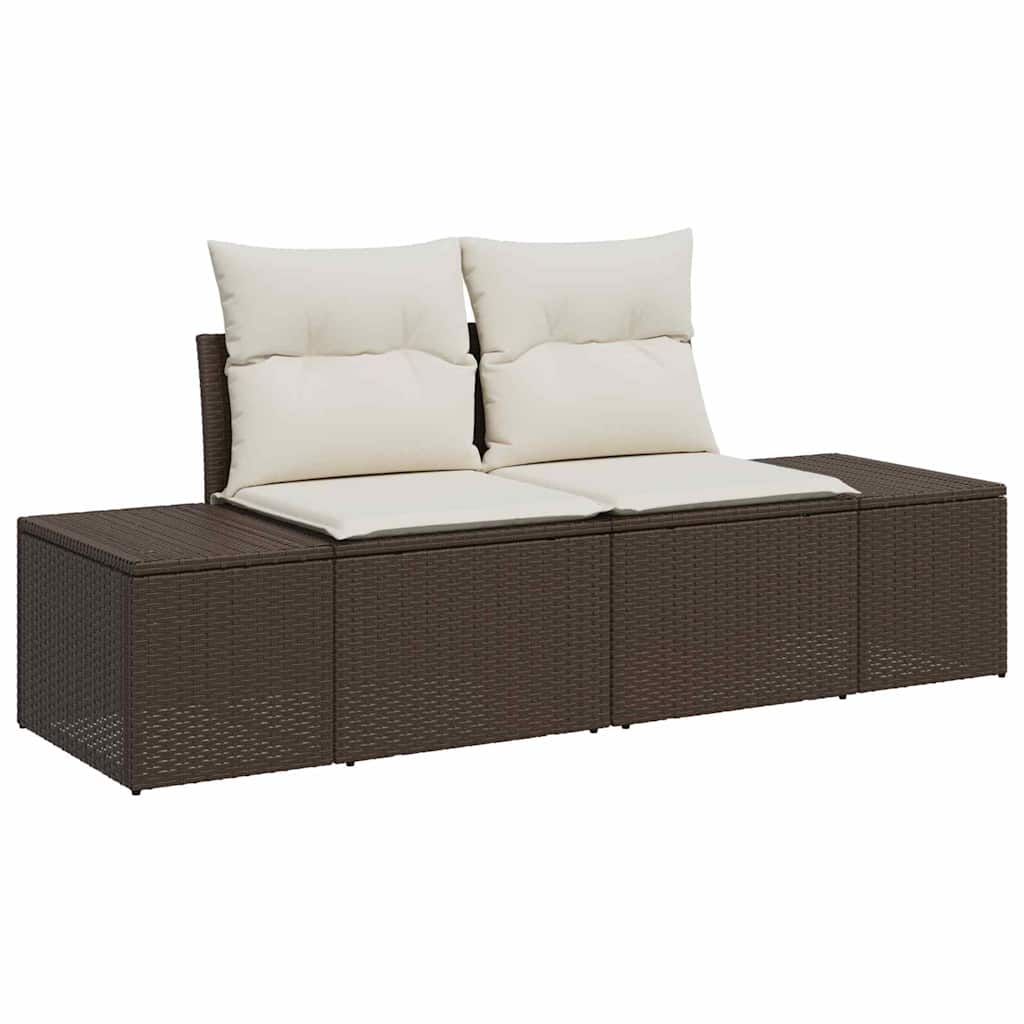 Set Divano da Giardino 7 pcs Marrone e crema 55 x 55 x 37 cm
