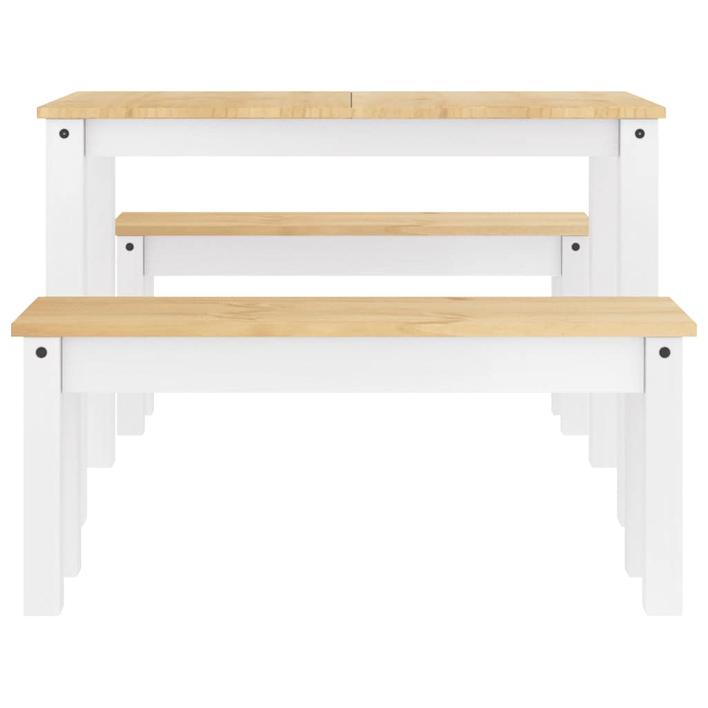 Set da Pranzo 3 pz Panama Bianco in Legno Massello di Pino - homemem39