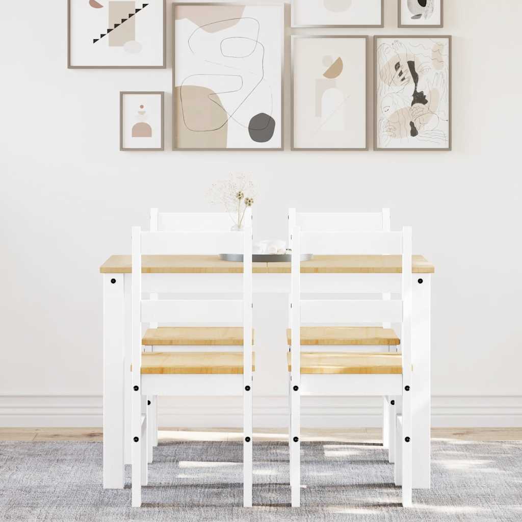 Set da Pranzo 5 pz Panama Bianco in Legno Massello di Pino - homemem39
