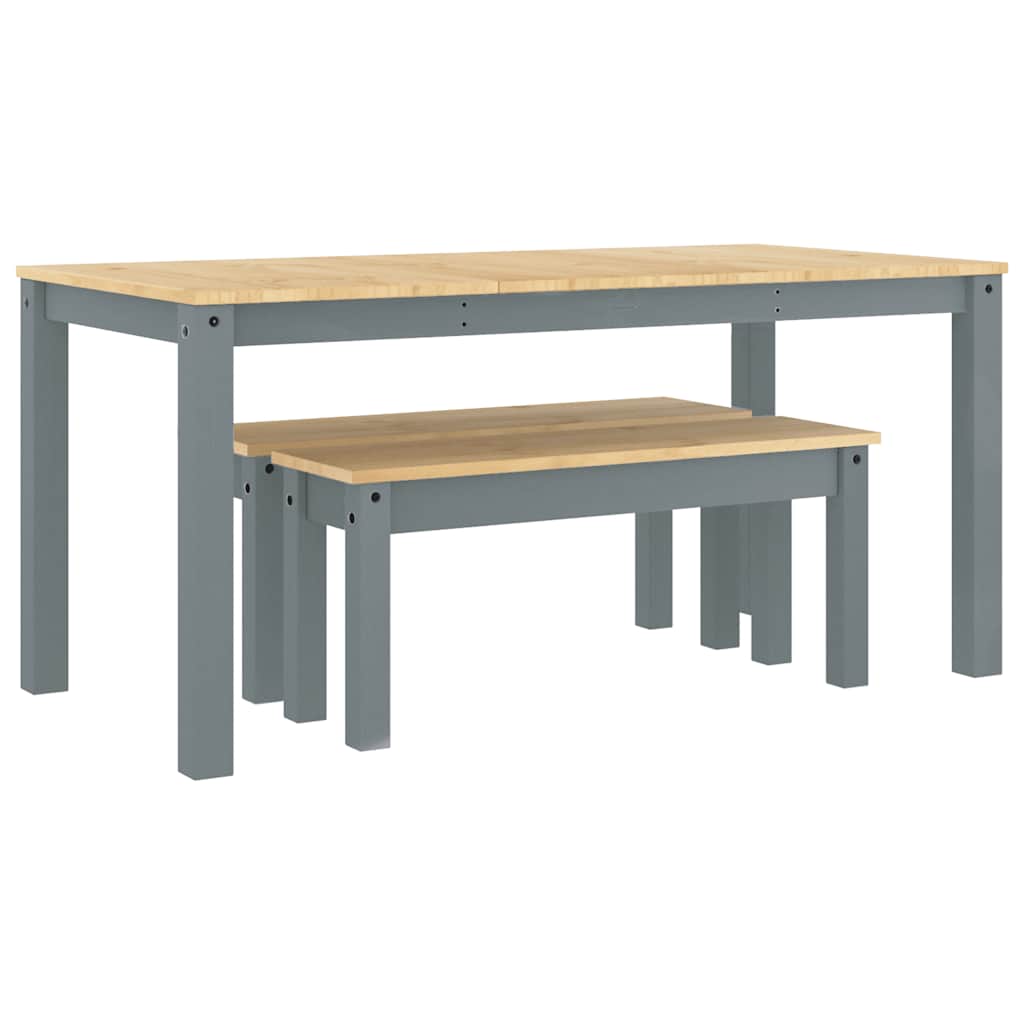 Set da Pranzo 3 pz Panama Grigio in Legno Massello di Pino