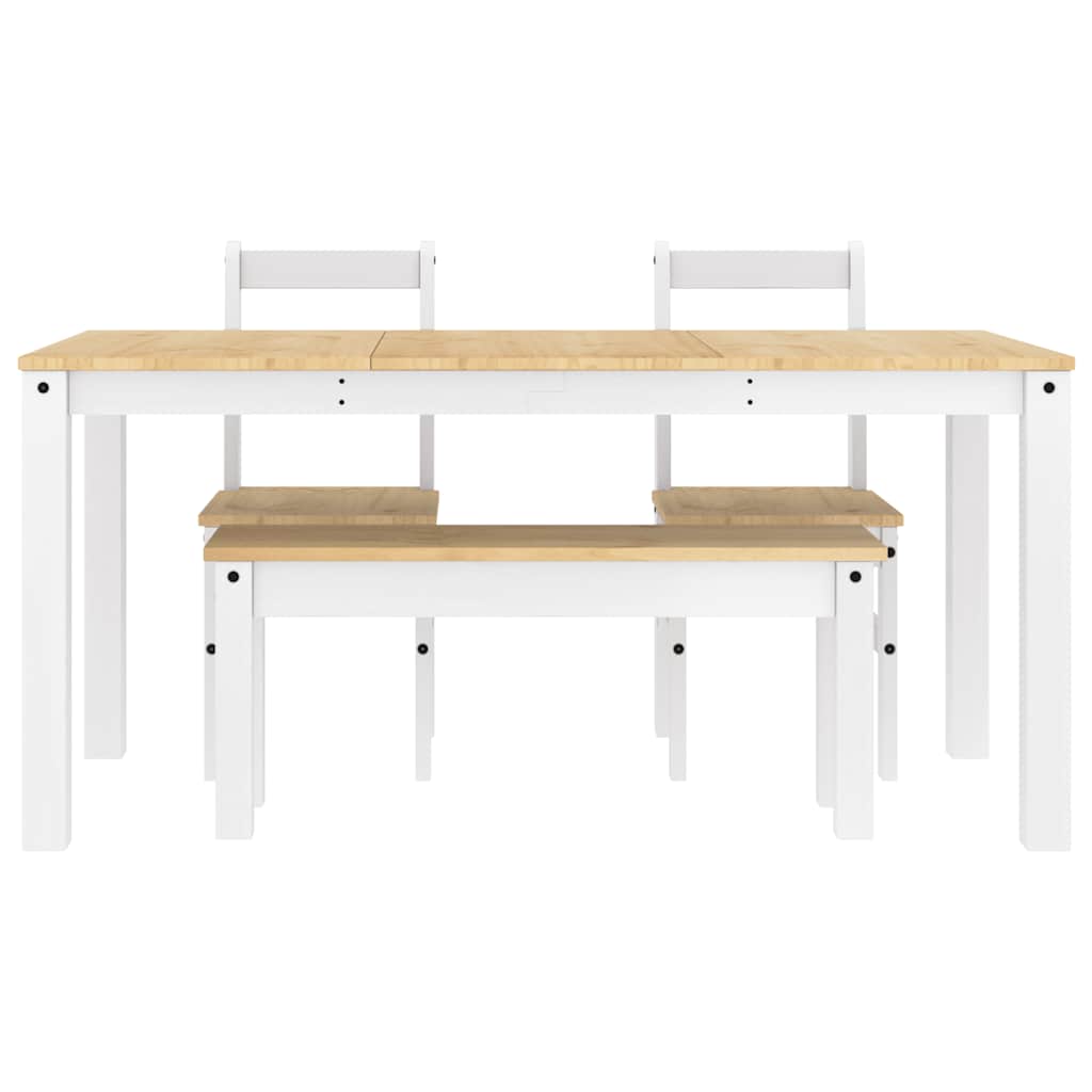 Set da Pranzo 4 pz Panama Bianco in Legno Massello di Pino - homemem39