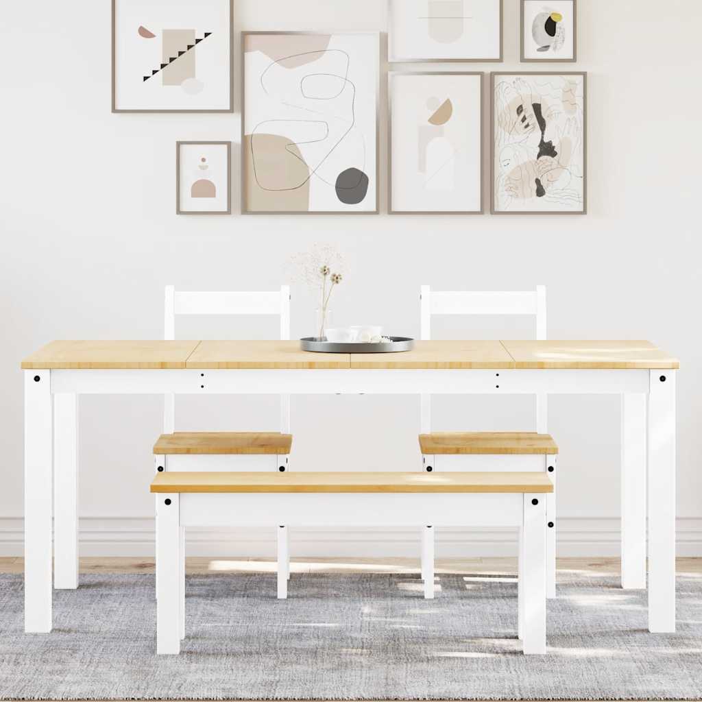 Set da Pranzo 4 pz Panama Bianco in Legno Massello di Pino - homemem39