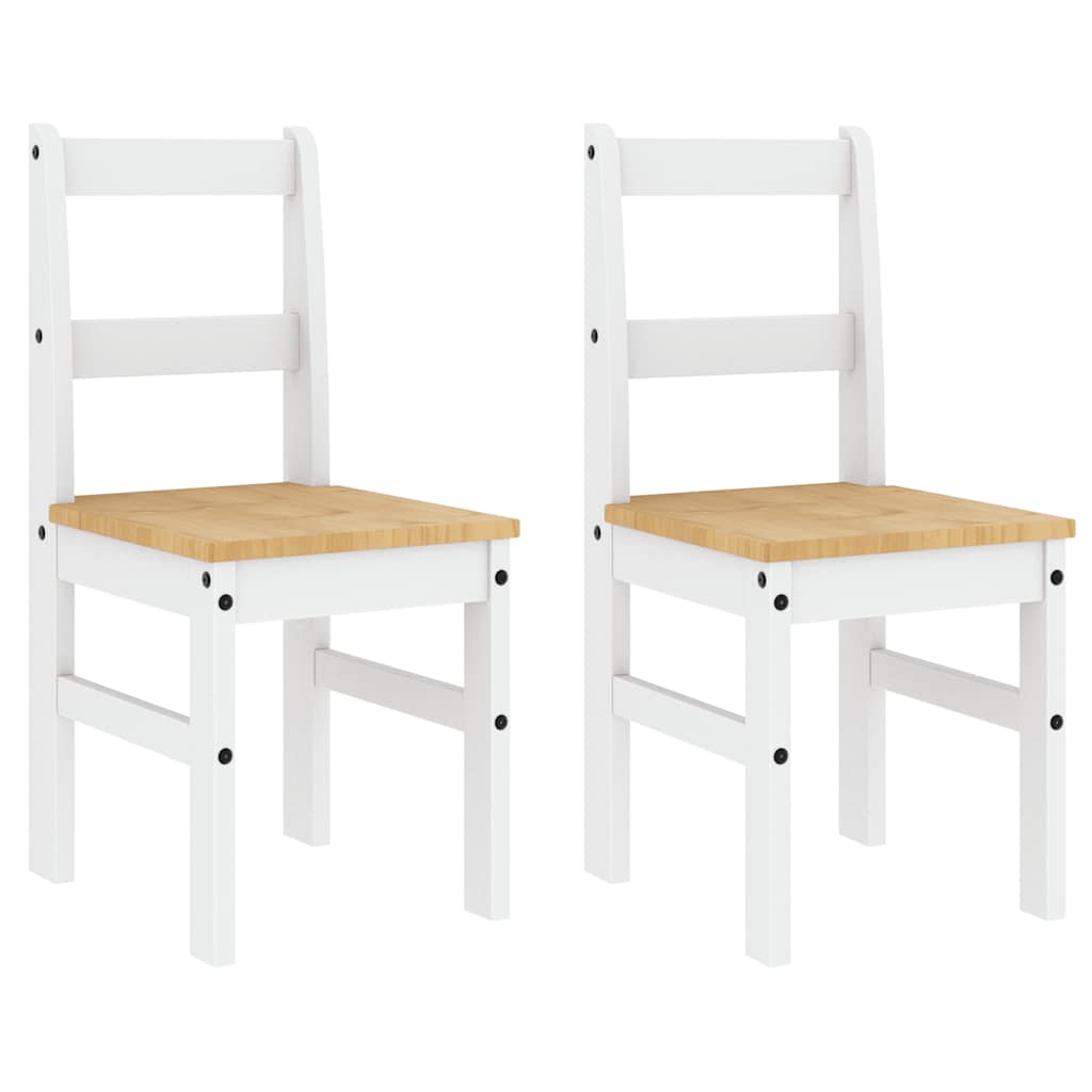 Set da Pranzo 4 pz Panama Bianco in Legno Massello di Pino - homemem39