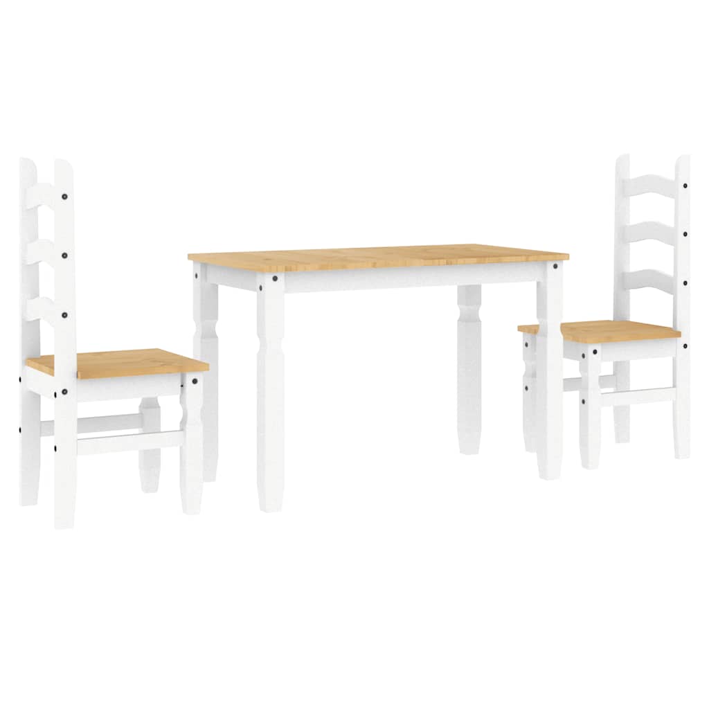 Set da Pranzo 3 pz Panama Bianco in Legno Massello di Pino - homemem39