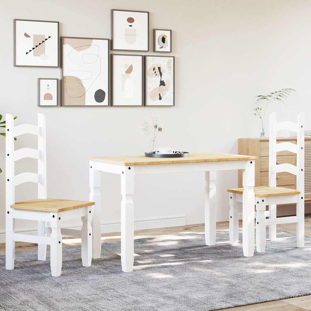 Set da Pranzo 3 pz Panama Bianco in Legno Massello di Pino - homemem39