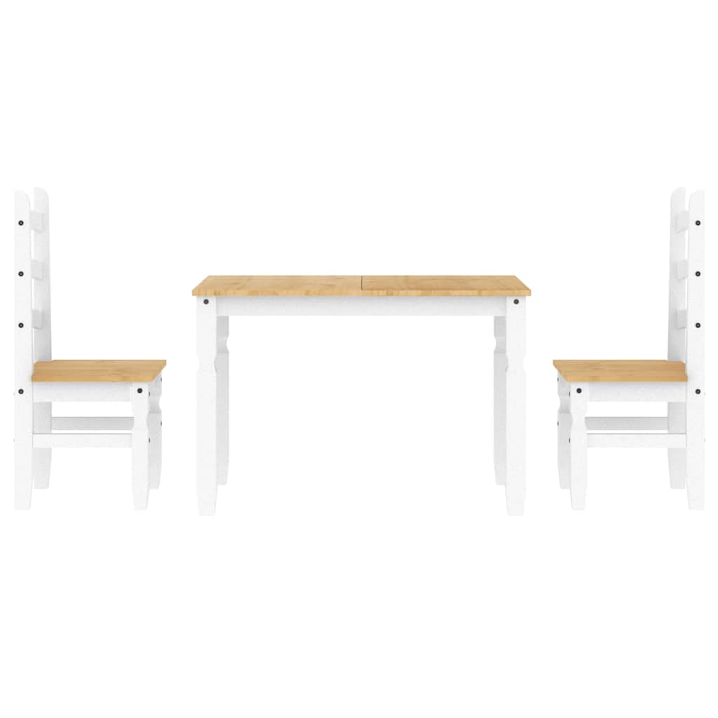 Set da Pranzo 3 pz Panama Bianco in Legno Massello di Pino - homemem39