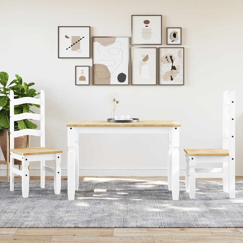 Set da Pranzo 3 pz Panama Bianco in Legno Massello di Pino - homemem39
