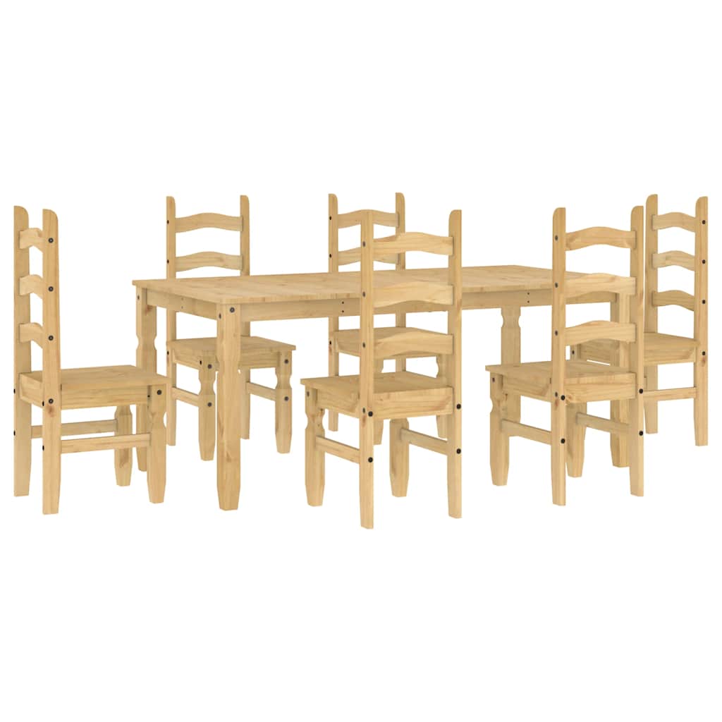 Set da Pranzo 7 pz Panama in Legno Massello di Pino - homemem39