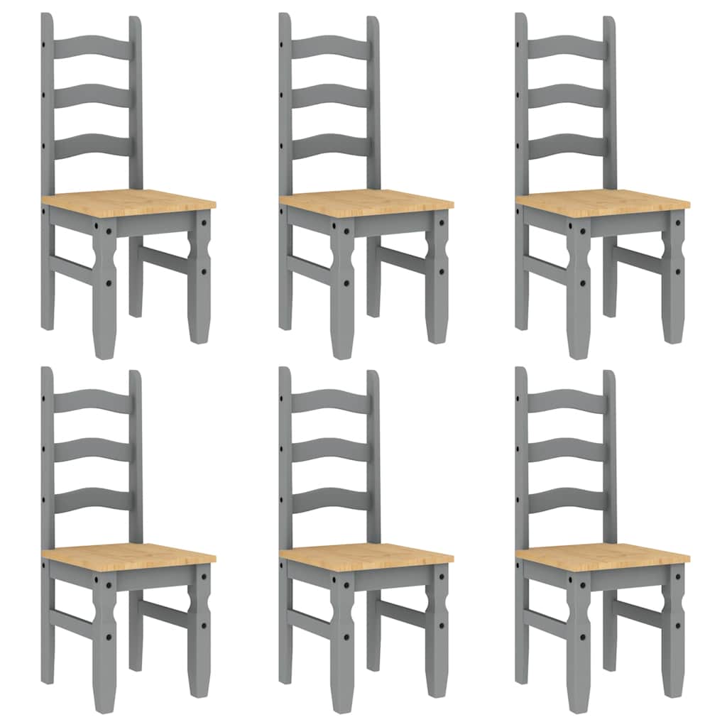 Set da Pranzo 7 pz Panama Grigio in Legno Massello di Pino - homemem39