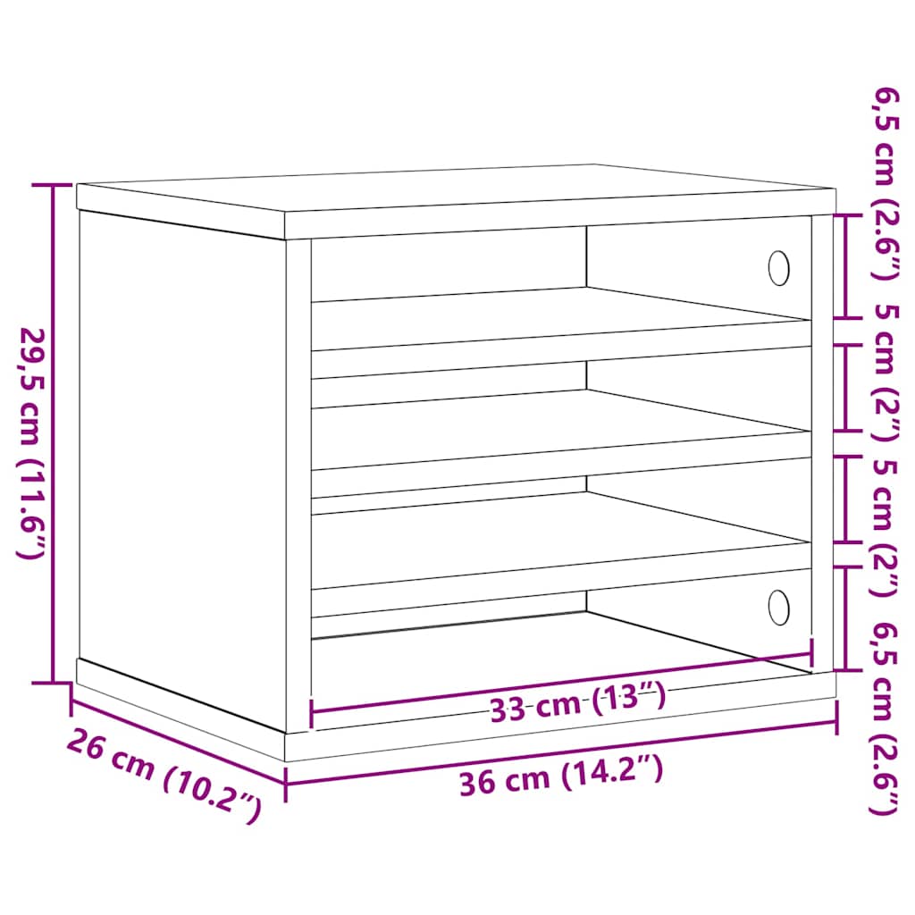 Organizzatore da scrivania Rovere Nero 36 x 26 x 29.5 cm