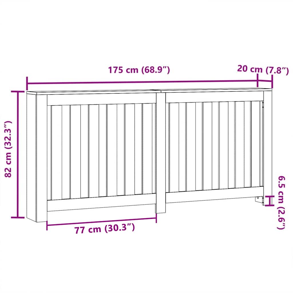 Copertura per radiatori Rovere Nero 175 x 20 x 82 cm