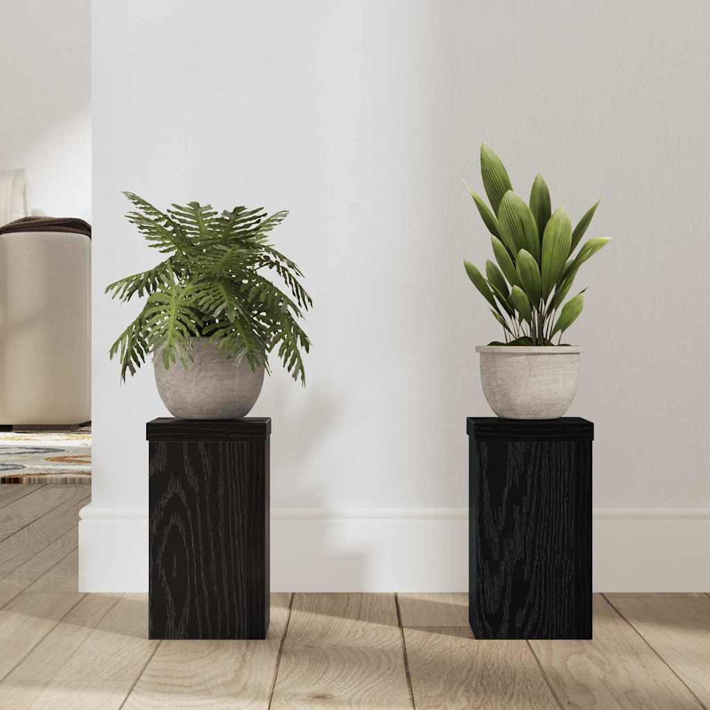 Supporto per piante 2 pcs Rovere nero 10 x 10 x 18 cm