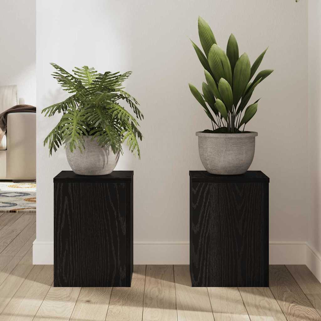 Supporto per piante 2 pcs Rovere nero 25 x 25 x 35 cm