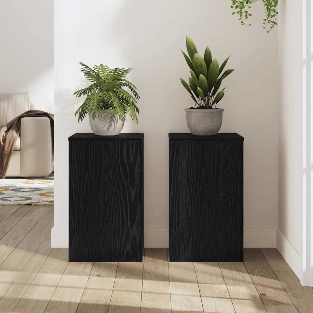 Supporto per piante 2 pcs Rovere nero 30 x 30 x 50 cm