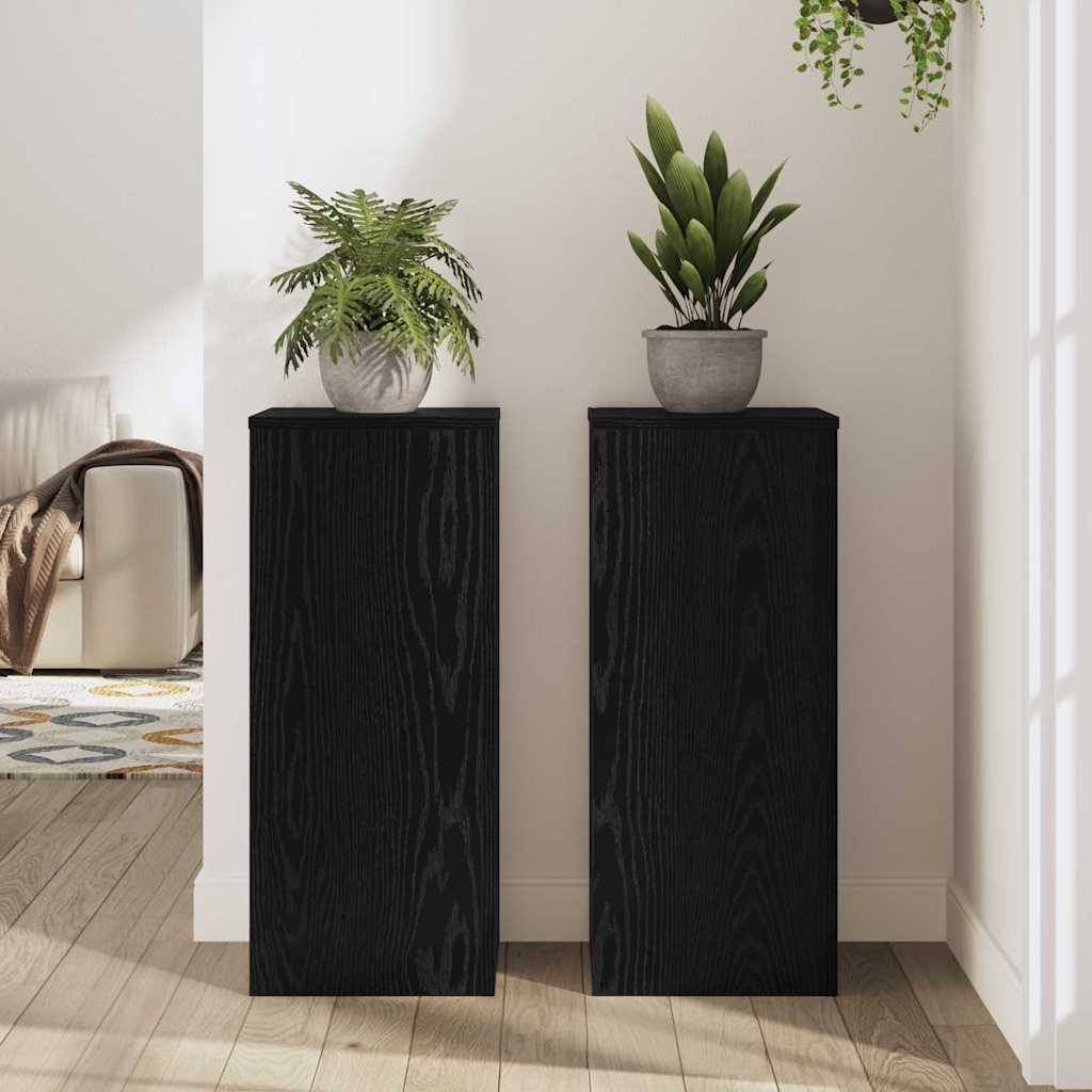 Supporto per piante 2 pcs Rovere nero 30 x 30 x 70 cm