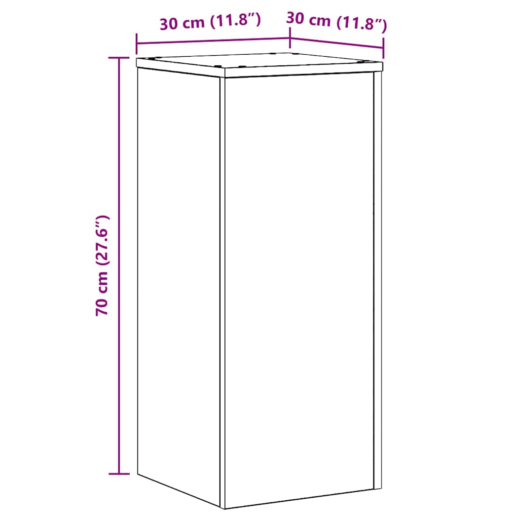 Supporto per piante 2 pcs Rovere nero 30 x 30 x 70 cm