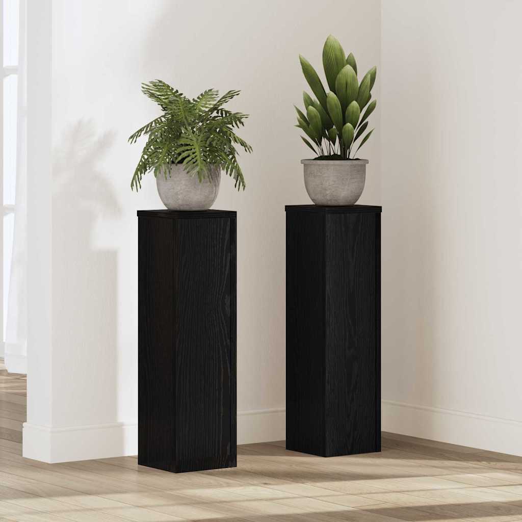 Supporto per piante 2 pcs Rovere nero 17 x 17 x 60 cm