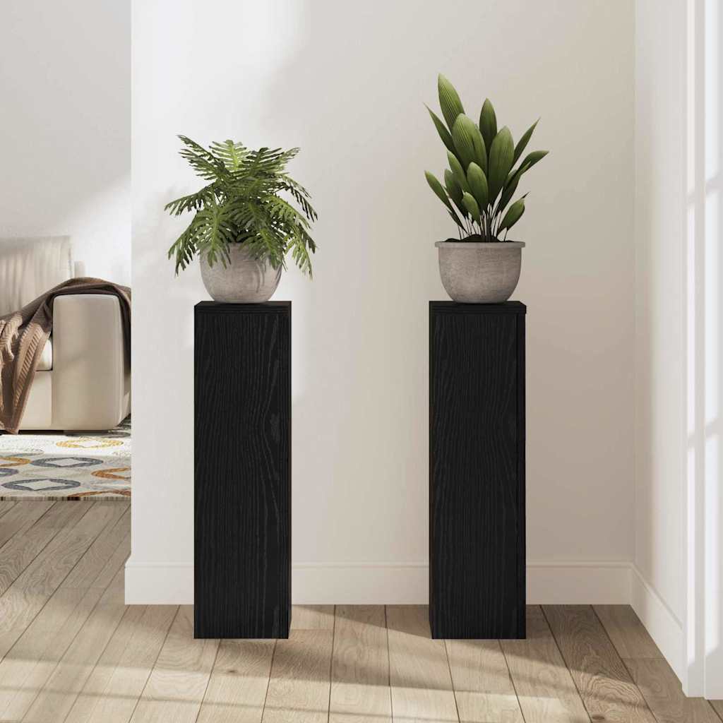 Supporto per piante 2 pcs Rovere nero 17 x 17 x 60 cm