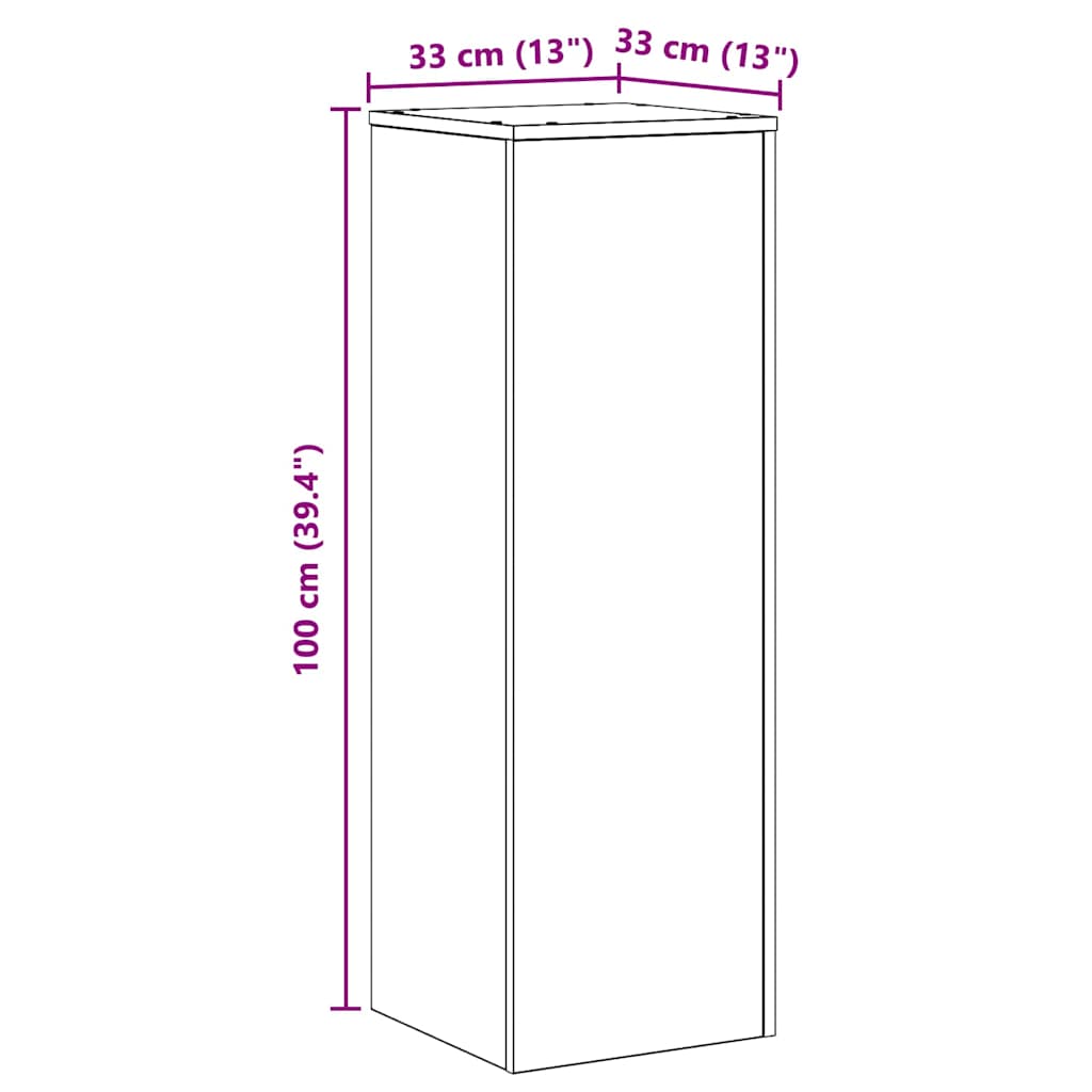 Supporto per piante Rovere Nero 33 x 33 x 100 cm