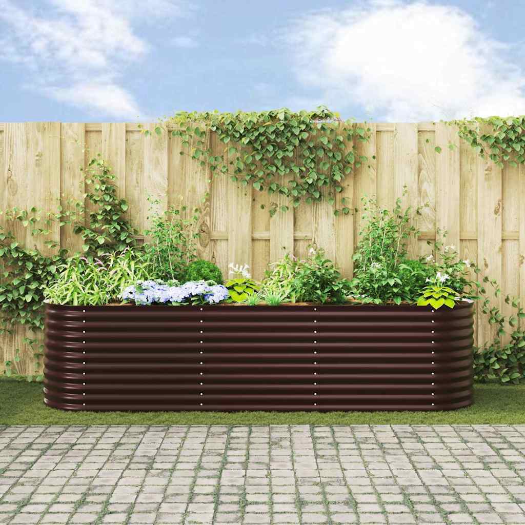 Letto rialzato da giardino Marrone 320 x 80 x 81 cm Acciaio