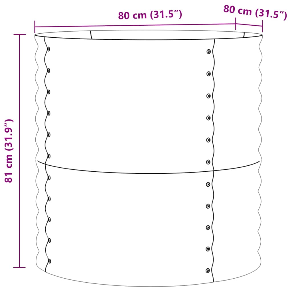 Letto rialzato da giardino Marrone 80 x 80 x 81 cm Acciaio
