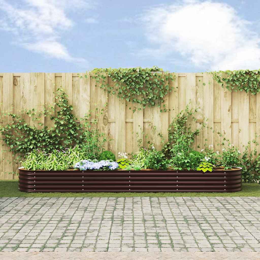 Letto rialzato da giardino Marrone 400 x 80 x 44 cm Acciaio