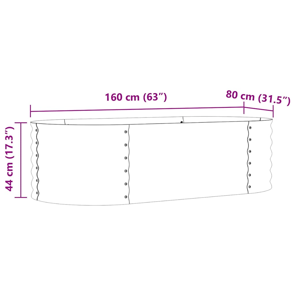 Letto rialzato da giardino Marrone 160 x 80 x 44 cm Acciaio