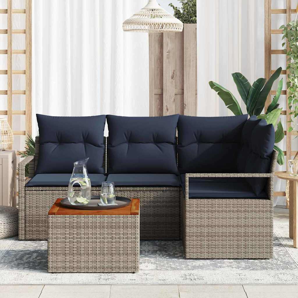 Set Divano da Giardino 5 pz Grigio polyrattan - homemem39