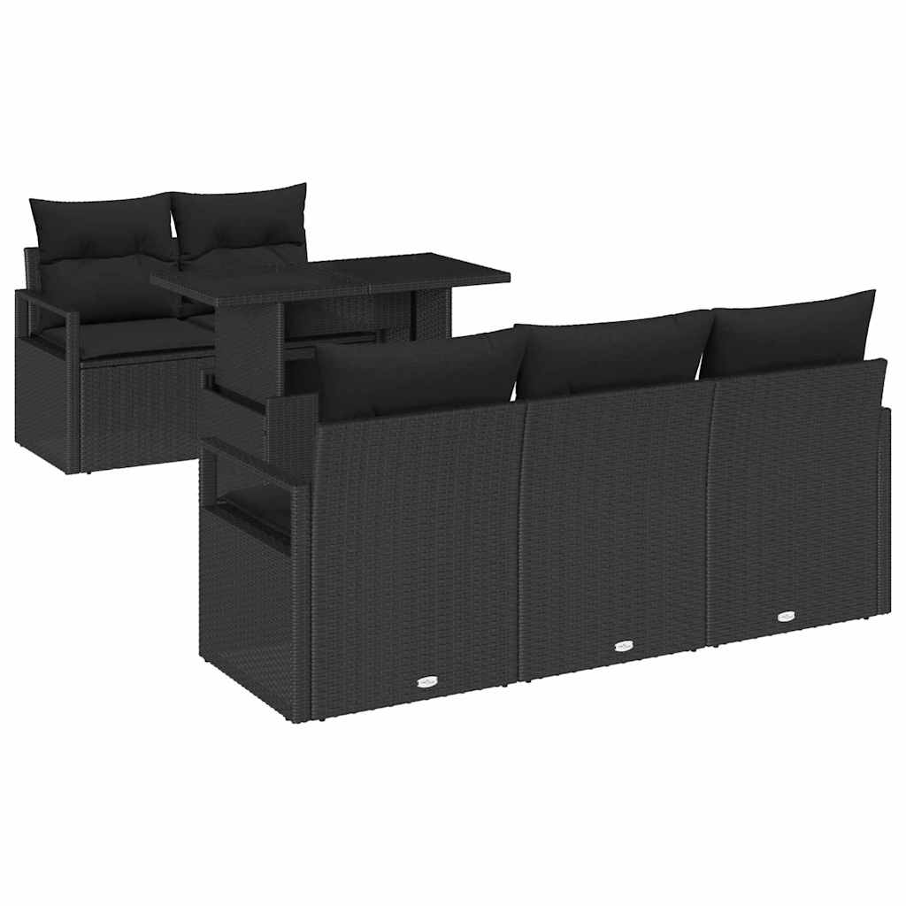 Set Divano da Giardino con cuscino 6 pcs Nero 100 x 55 x 73 cm