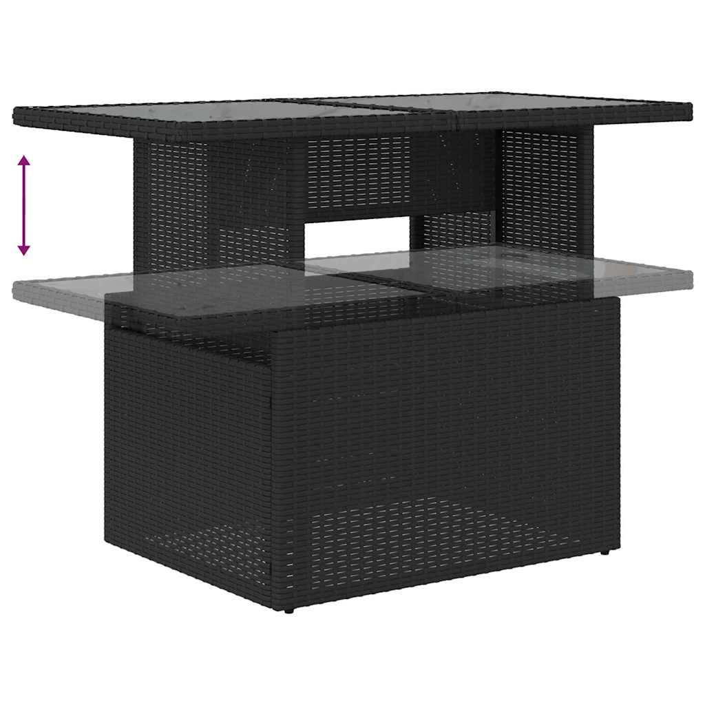 Set Divano da Giardino 7 pz Nero polyrattan