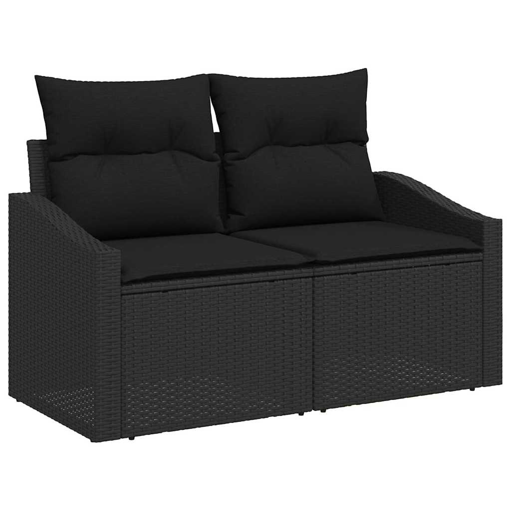 Set da Pranzo per Giardino con cuscino 8 pcs Nero e Marrone