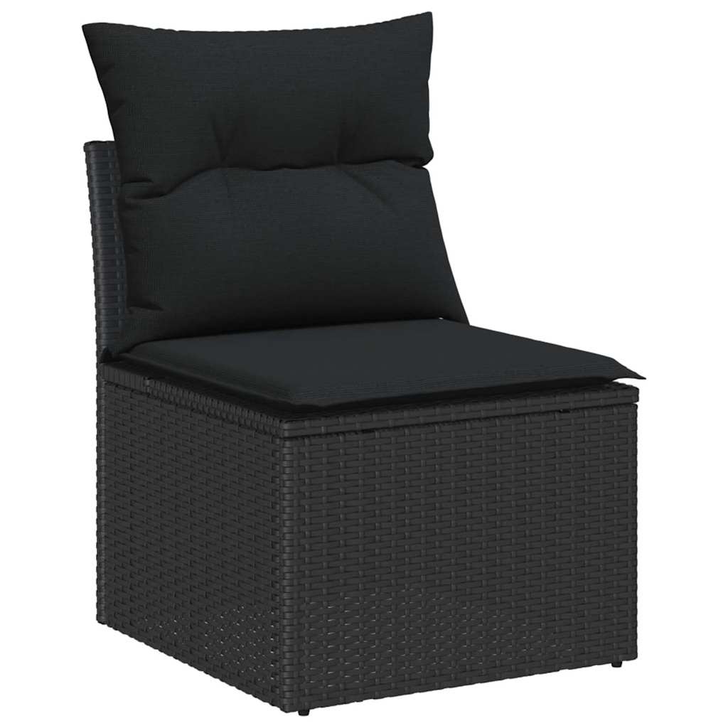 Set da Pranzo per Giardino con cuscino 8 pcs Nero e Marrone
