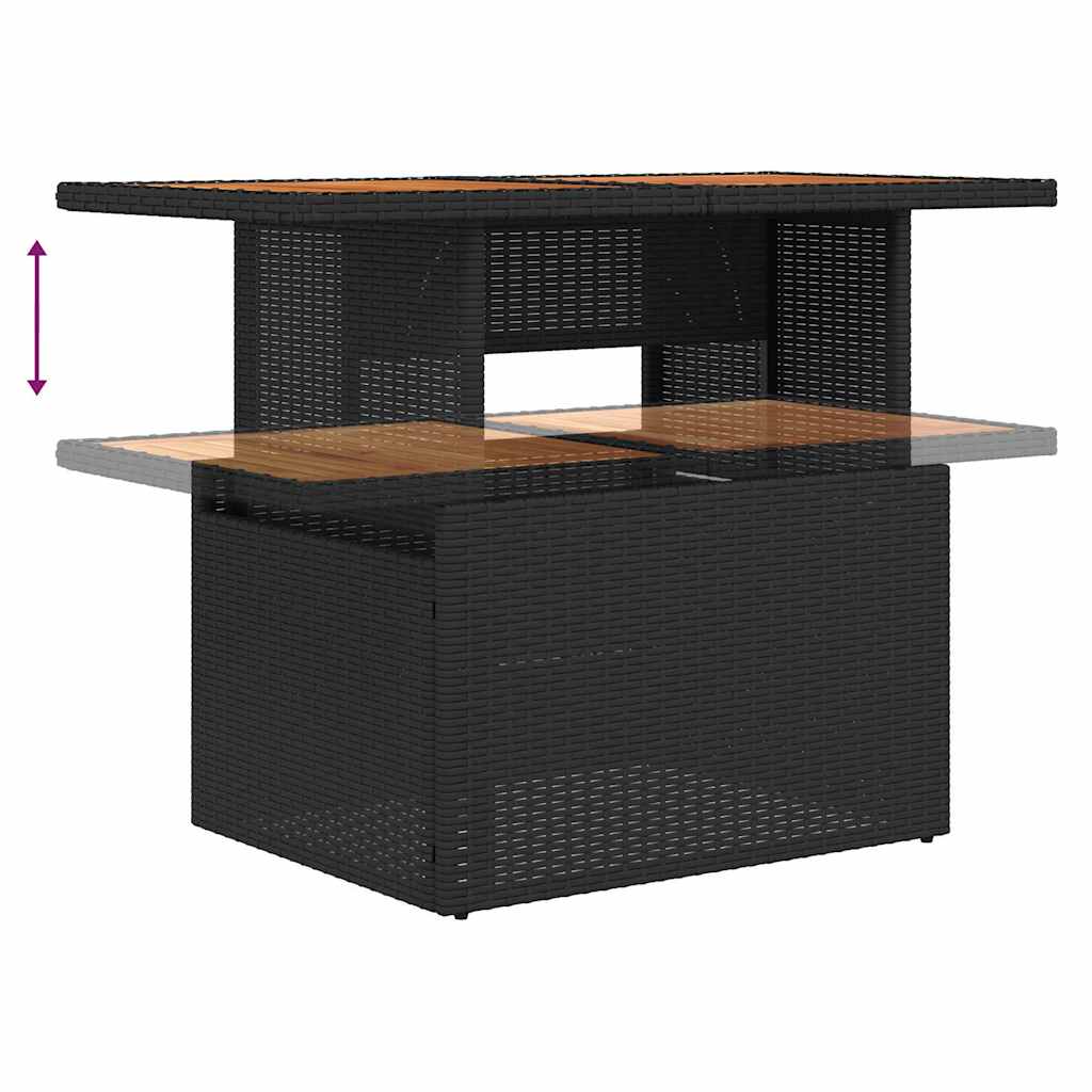 Set da Pranzo per Giardino con cuscino 10 pcs Nero e Marrone
