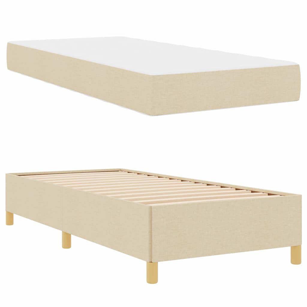 Letto a molle con materasso Bianco e crema 100 x 200 cm Tessuto