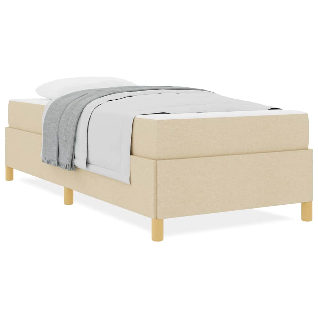 Letto a molle con materasso Bianco e crema 100 x 200 cm Tessuto