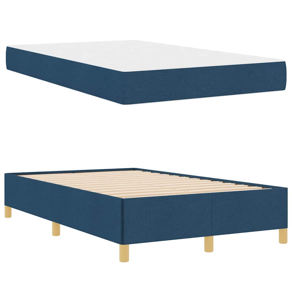 Letto a molle con materasso Blu e Bianco 120 x 200 cm Tessuto