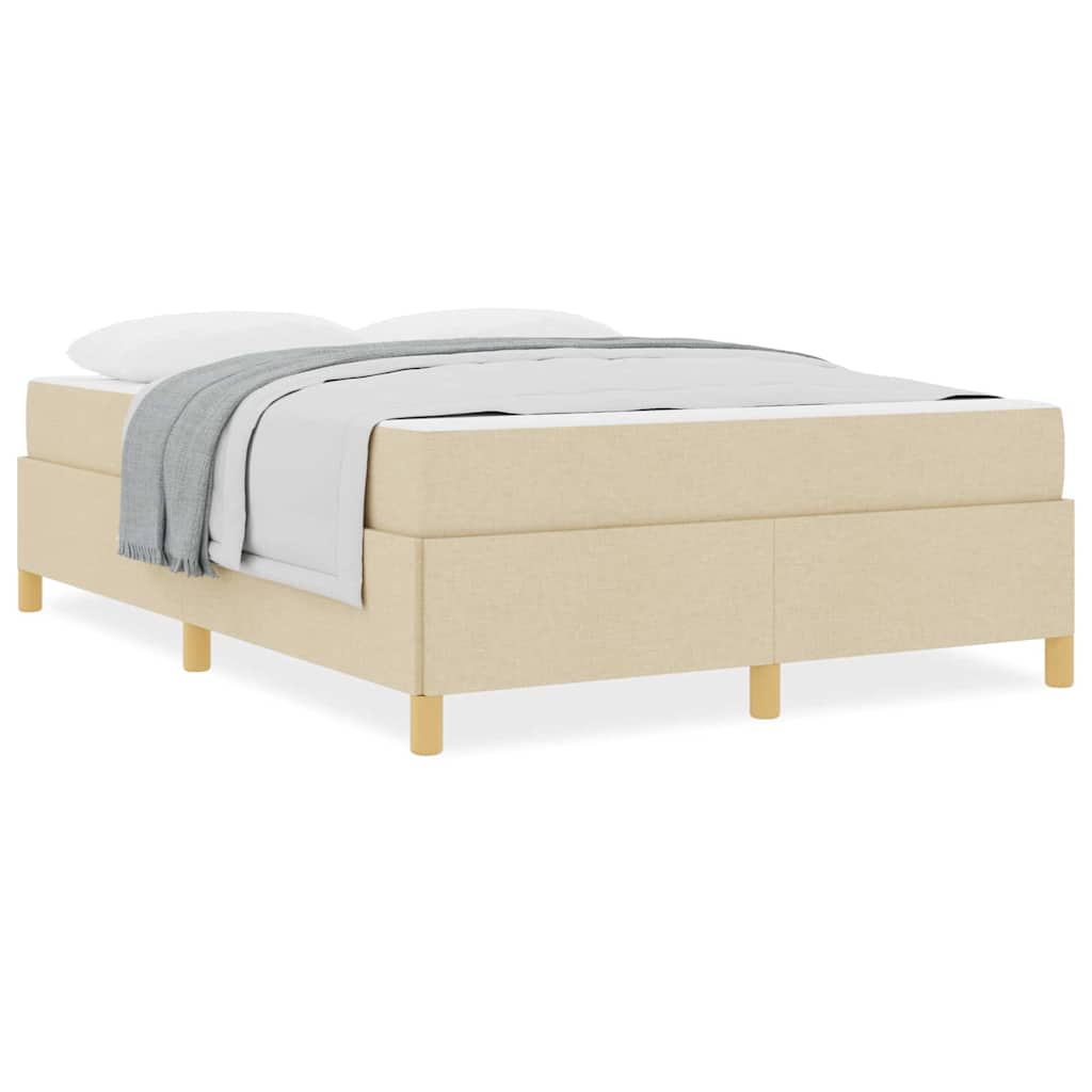 Letto a molle con materasso Crema e Bianco 140 x 200 cm Tessuto