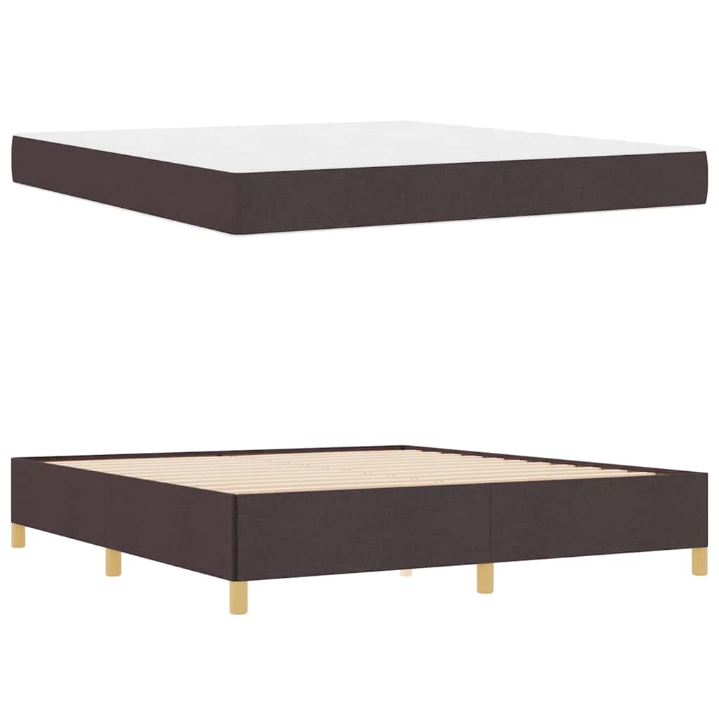 Letto a molle Marrone scuro e Bianco 180 x 200 cm Tessuto