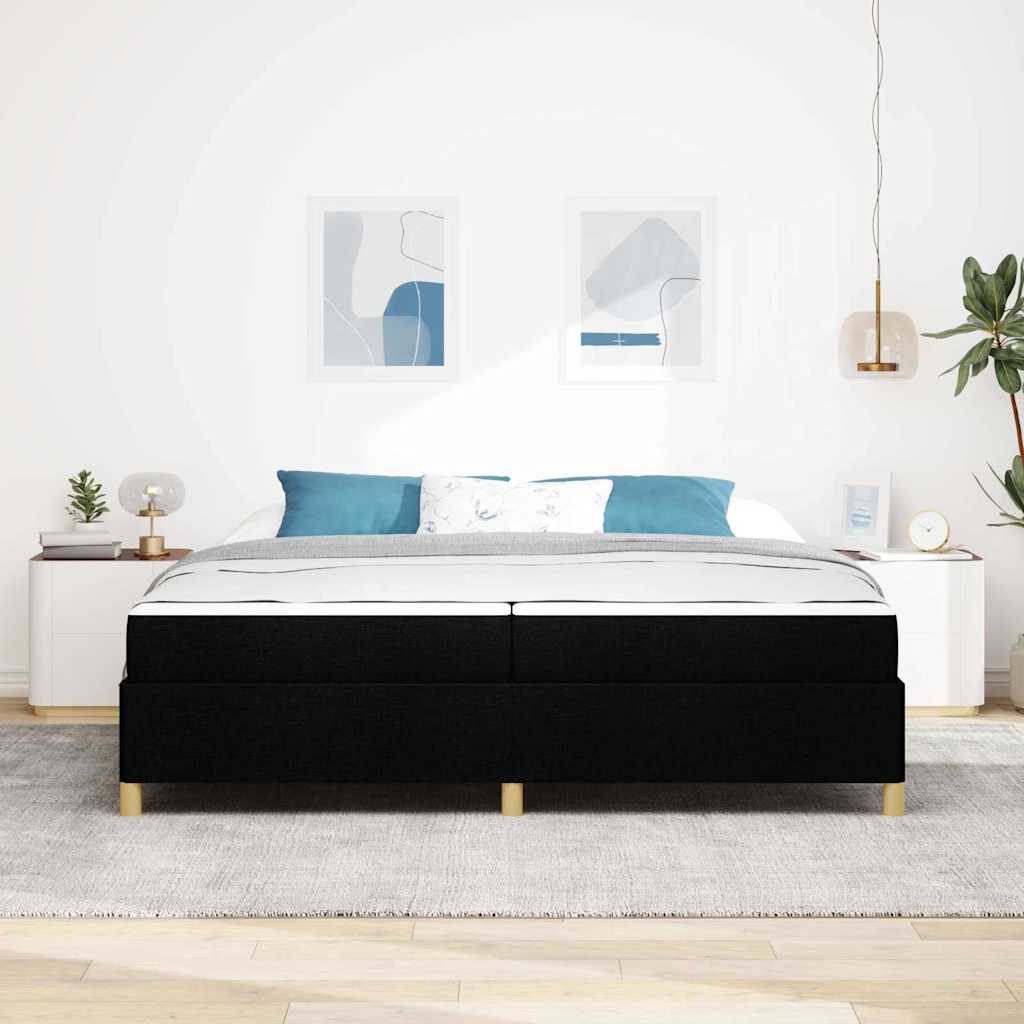 Letto a molle Nero e Bianco e Nero 200 x 200 cm Tessuto