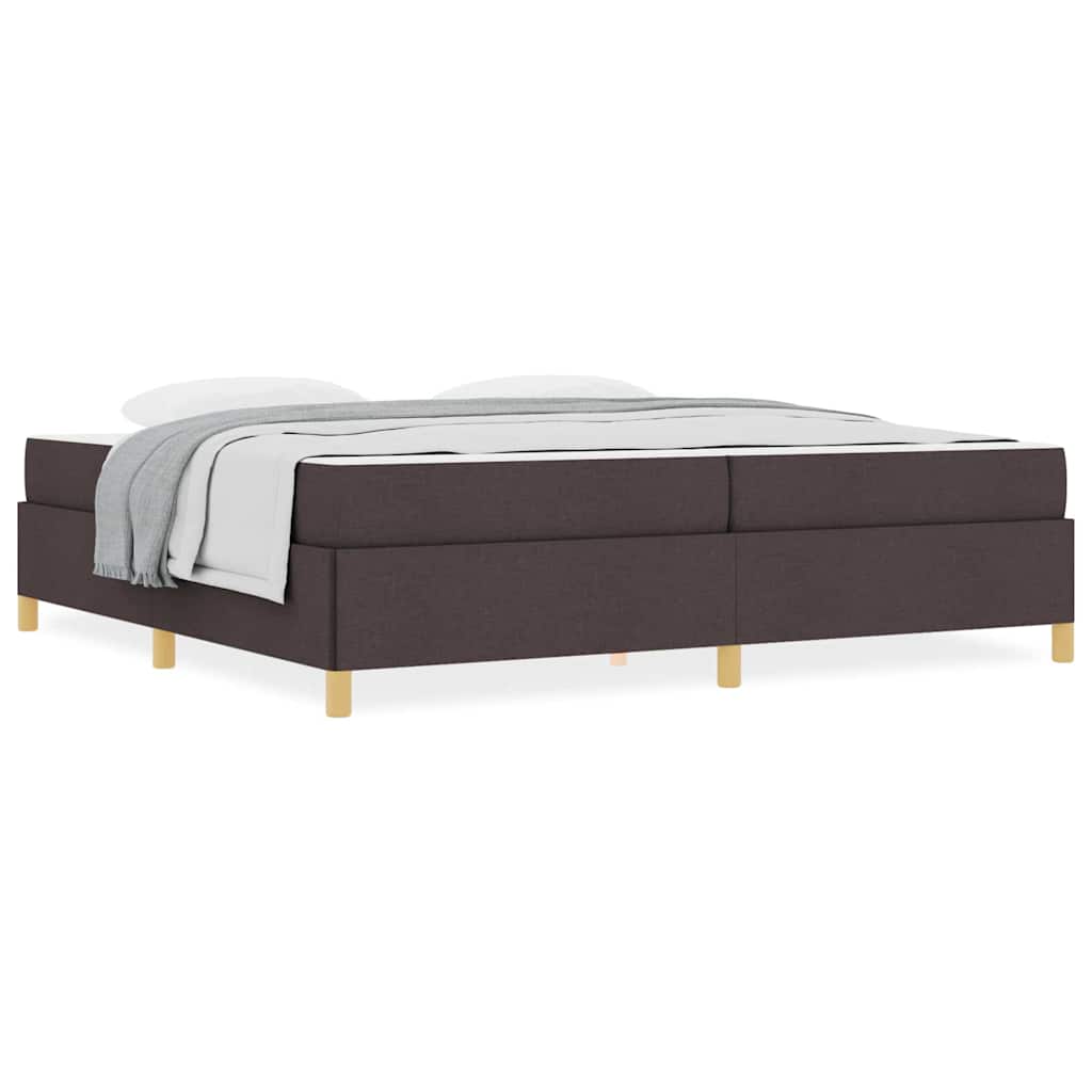 Letto a molle Marrone scuro e Bianco 200 x 200 cm Tessuto
