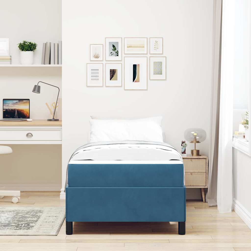 Struttura del letto Blu scuro e bianco 100 x 200 cm Velluto