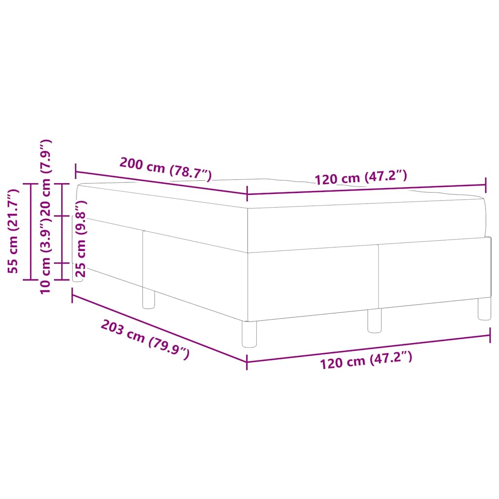 Struttura del letto Blu scuro e bianco 120 x 200 cm Velluto