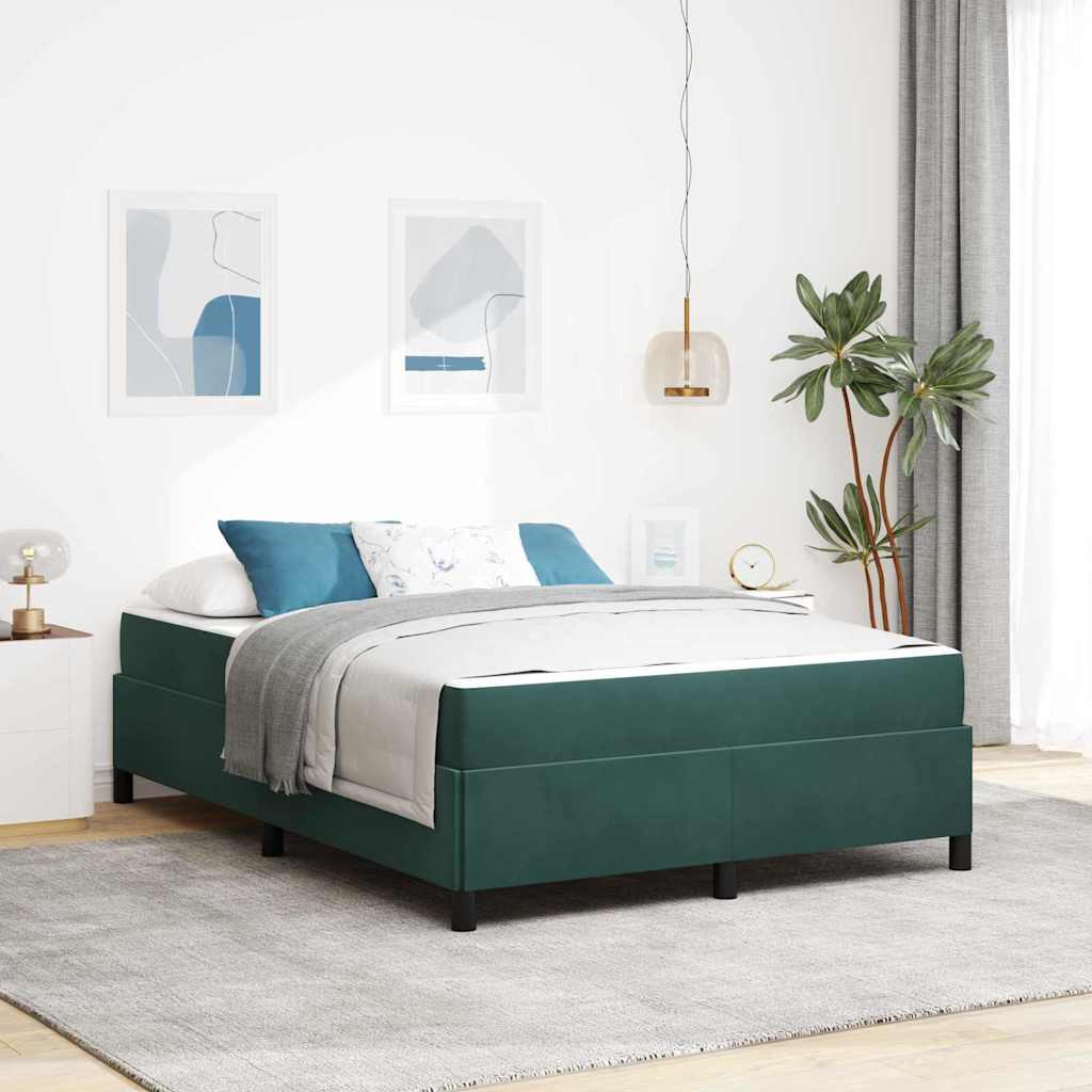 Struttura del letto Verde scuro e bianco 140 x 200 cm Velluto