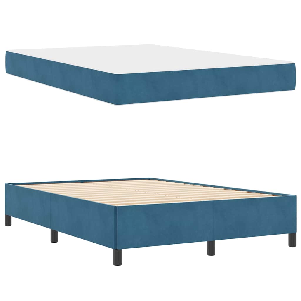 Struttura del letto Blu scuro e bianco 140 x 200 cm Velluto